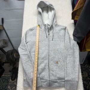 Carhartt Women’s Gray Full-Zip Sherpa-Lined Hoodie, size XS 0/2 relaxed fit